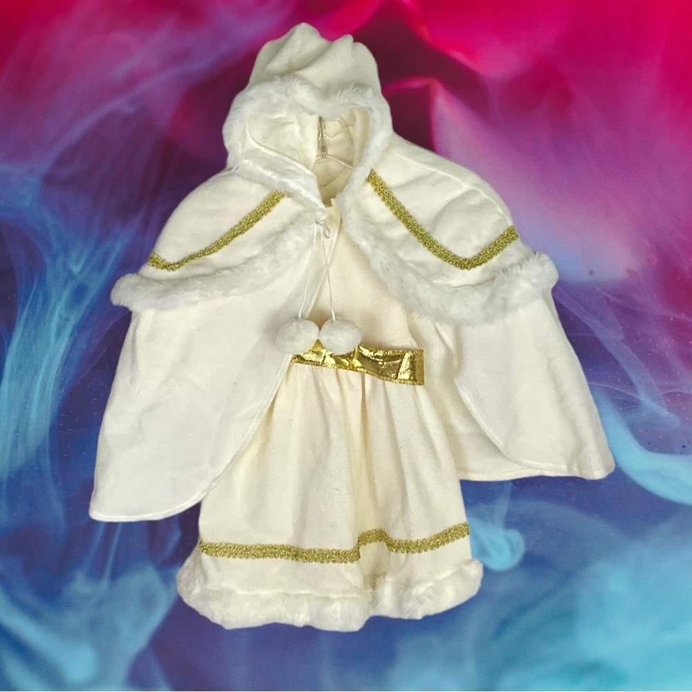 Cream/Gold Snow Ice Princess Queen Dress/Cape Halloween Costume Tdl Sz 2-4 Years